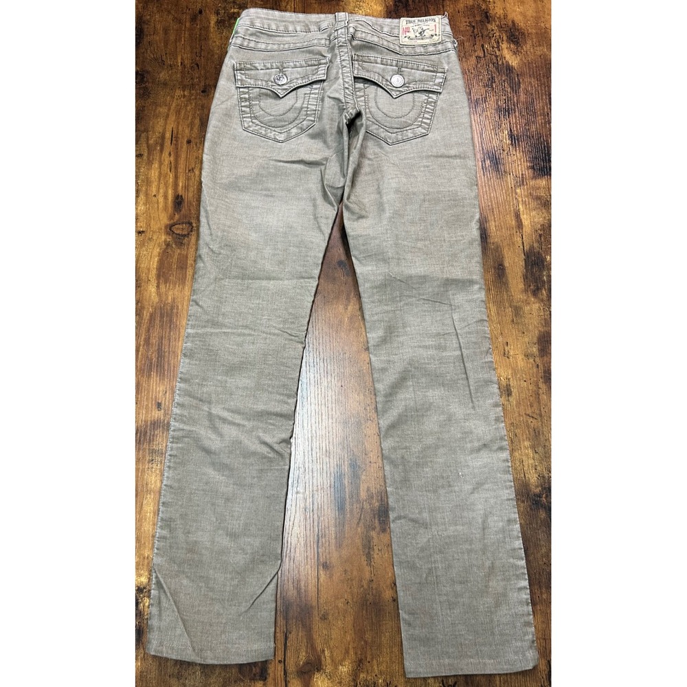 True‎ Religion Jodie Low Rise Corduroy Slim Straight Pants Taupe Grey Womens 24